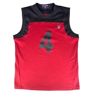 POLO SPORT RALPH LAUREN VINTAGE MENS RED BLACK BASKETBALL JERSEY TANK SIZE LARGE